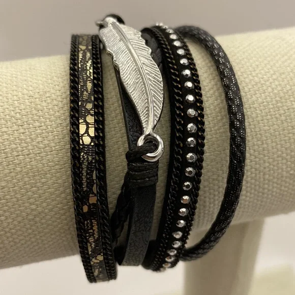 Set of 2 Wrap Leather Bracelets - Picture 7 of 8